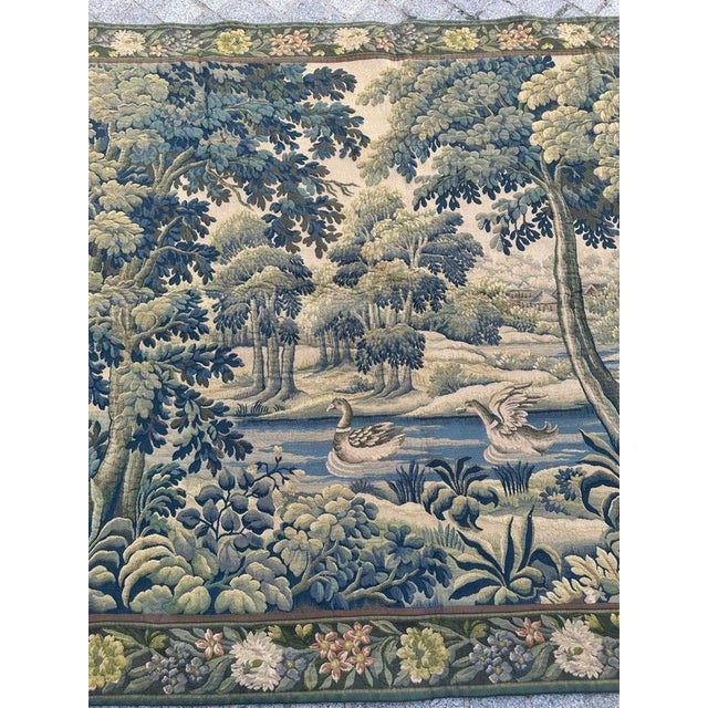 Mid-Century Modern Mid-Century French Jacquard Halluin Tapestry with Verdure Mallard in the style of Aubusson, 1960s For Sale - Image 3 of 18