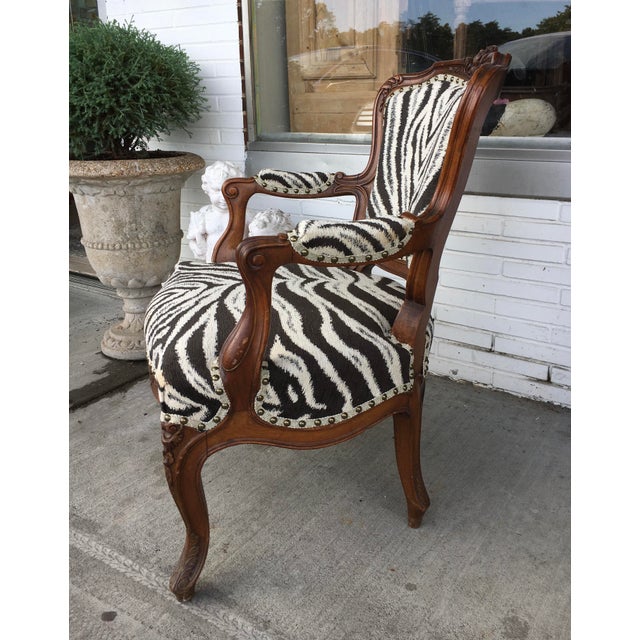 French Zebra Accent Side Arm Chair Chairish