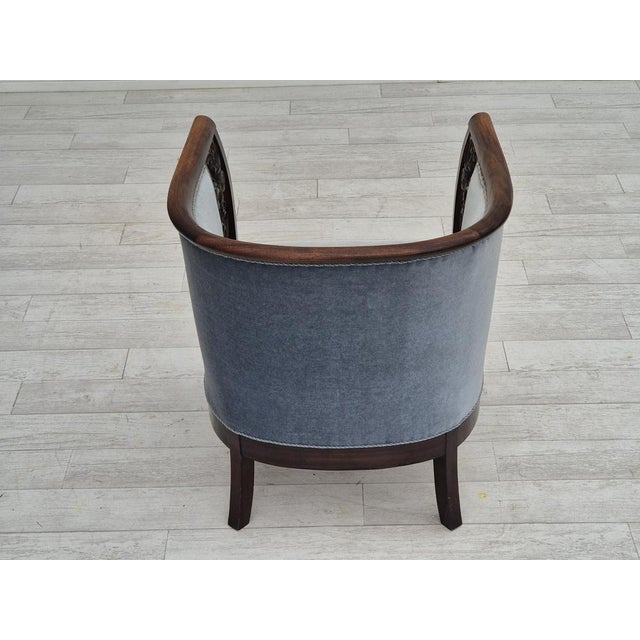 Danish Lounge Chair in Light Blue Furniture Velour, 1950s For Sale - Image 10 of 18