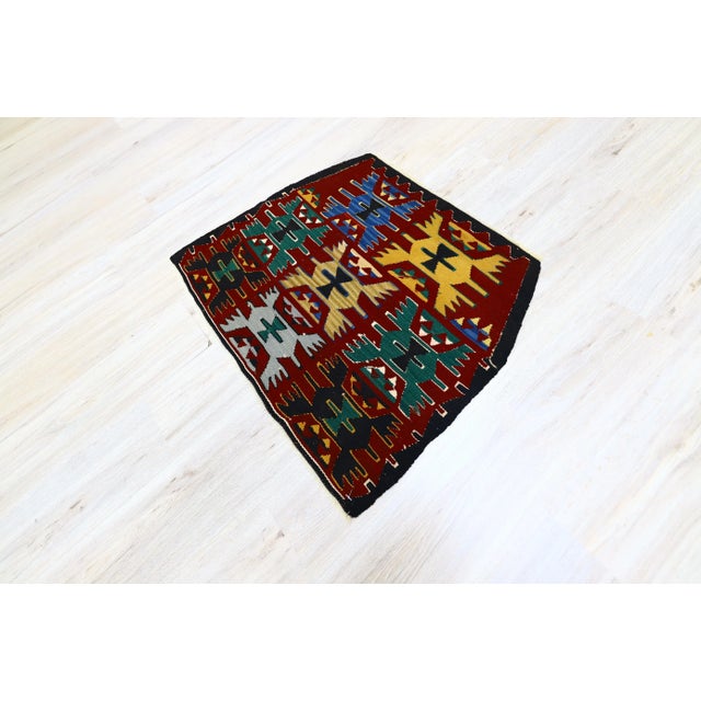 1960s Scandinavian Wool Red Handwoven Ethnic Kilim Rug For Sale - Image 4 of 13