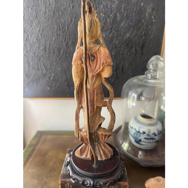 Antique Guanyin Asian Lamp For Sale - Image 4 of 9