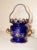 Blue Unique Antique Hand Painted Porcelain Cobalt Gold Gilded Basket Style Vase Pot For Sale - Image 8 of 11