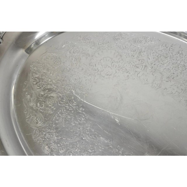 Vintage 1847 Rogers Bros "Reflection" Silver Plated Oval Serving Platter Tray For Sale - Image 9 of 14