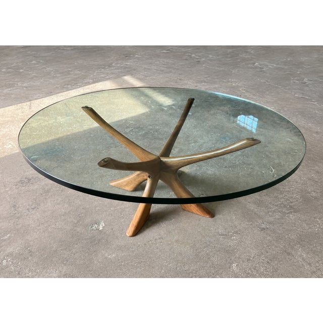 Vintage Coffee Table in Glass by Illum Wikkelsø for Niels Eilersen, 1960s For Sale - Image 10 of 11