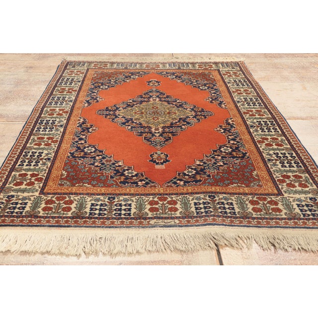 Vintage Romanian Tabriz Rug, 04'01 X 06'00 For Sale - Image 9 of 10