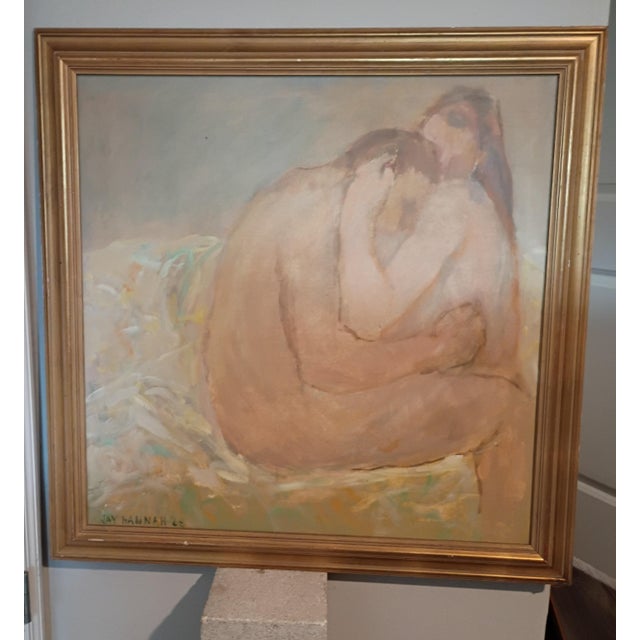 Post Impressionist 1968 Mid-Century Modern Impressionist Nude Couple Oil Painting by Jay Hannah For Sale - Image 3 of 7