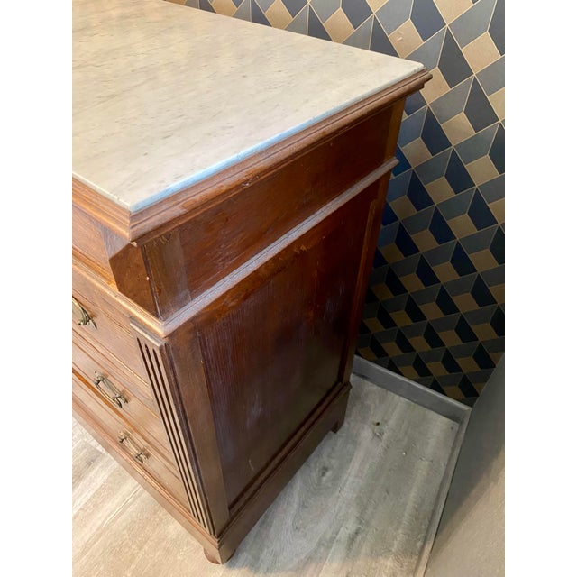 1920s Vintage Louis Philippe Chest of Drawers with White Marble Top, 1920s For Sale - Image 5 of 8