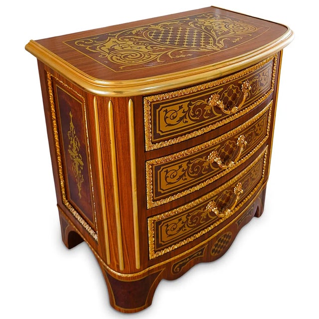 Wood 1980s Pair of Italian Wood and Bronze Nightstands For Sale - Image 7 of 8