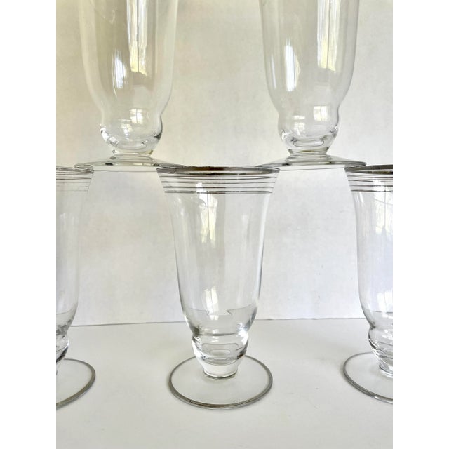 Vintage Art Deco Silver Rim Ice Tea Glasses - Set of 6 For Sale - Image 4 of 7