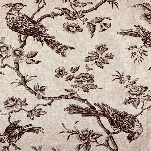 Brand New Pair Pillow Covers Fabric Manufacturer: Fabricut Pattern Name: Amacus Bird Toile Color: Chocolate Brown, Linen-...