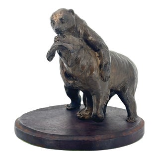 Franco Vianello Lost-Wax Bronze Bear Sculpture - Snack Time II For Sale