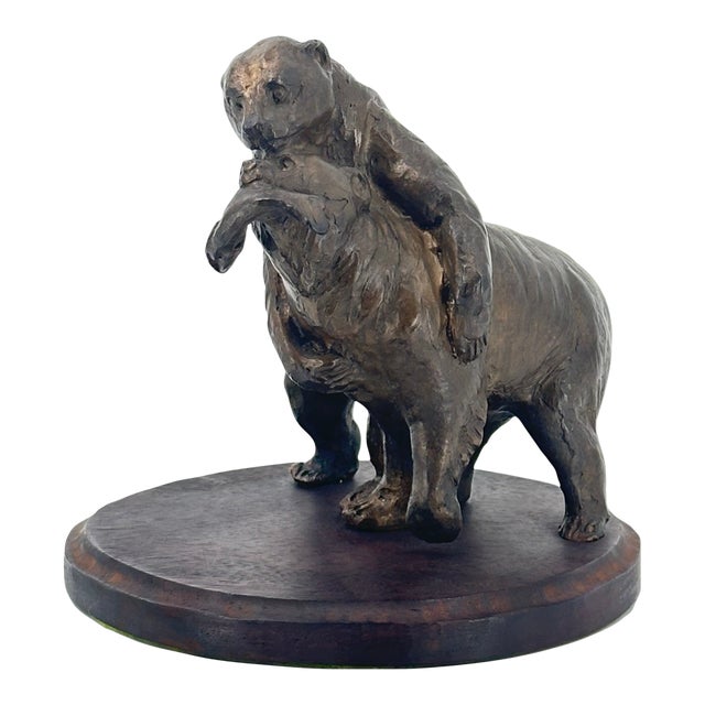Franco Vianello Lost-Wax Bronze Bear Sculpture - Snack Time II For Sale