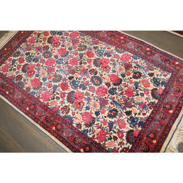Pair of Ivory Floral Vintage Rugs, 4' X 6'7'' For Sale - Image 9 of 10