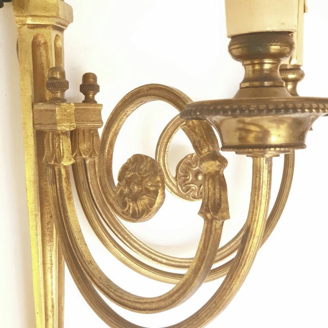 Louis XVI Style Bronze Wall Sconces, France, 1960s, Set of 2 For Sale - Image 10 of 13