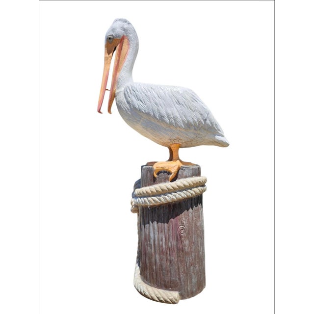 1960s Monumental Metal Jumbo Nautical Pelican on Stand For Sale - Image 14 of 17