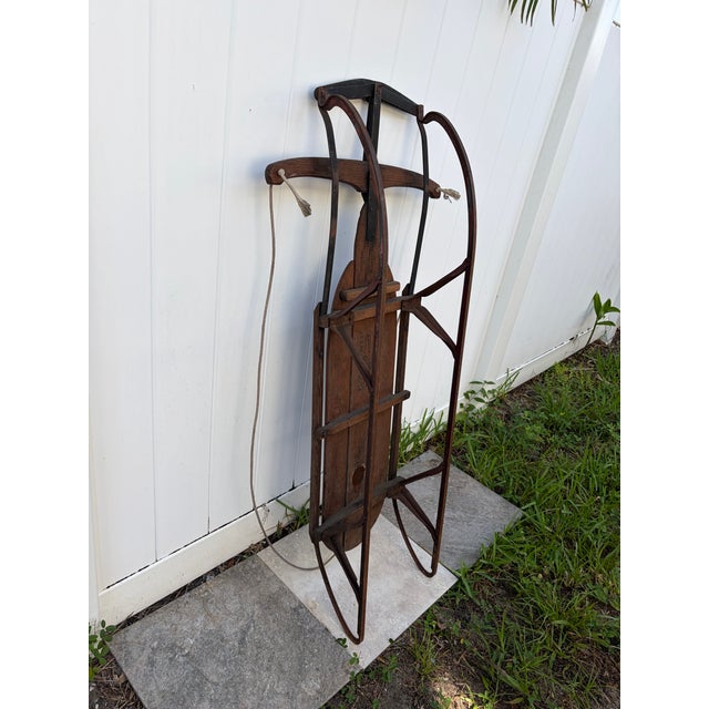American Vintage Sled - Flexible Flyer Airline Chief No 55 Genuine Flexible Flyer With Safety Runners and Super Steering For Sale - Image 3 of 10