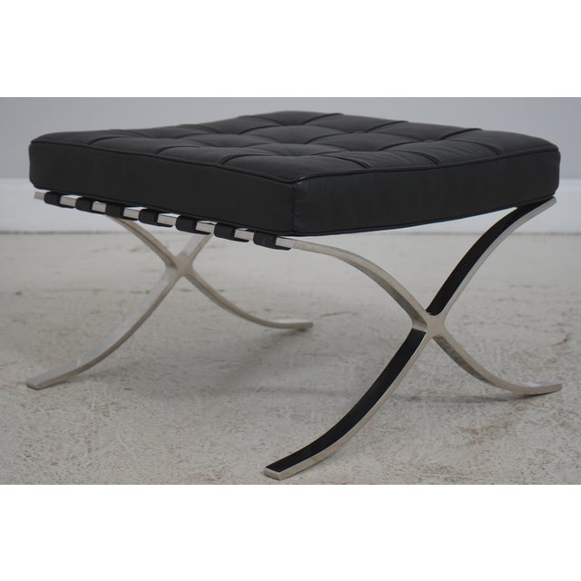 Hekman Mid Century Modern Chrome Barcelona Chair & Ottoman For Sale - Image 13 of 18