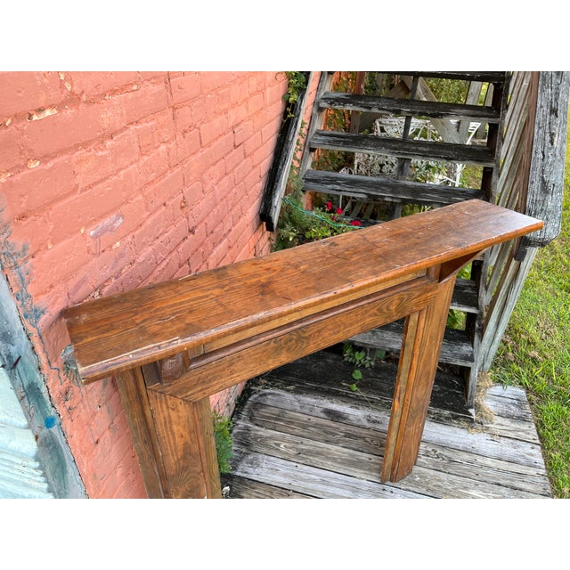Early 20th Century Antique Rustic Colonial Style Heart Pine Fireplace Mantel  | Chairish