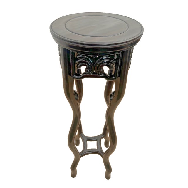 Gorgeous Vintage Chinese Mahogany Plant Stand Pedestal Prunus Root Carved Tall Jardinière Table 1A, 32" Tall x 11" wide...