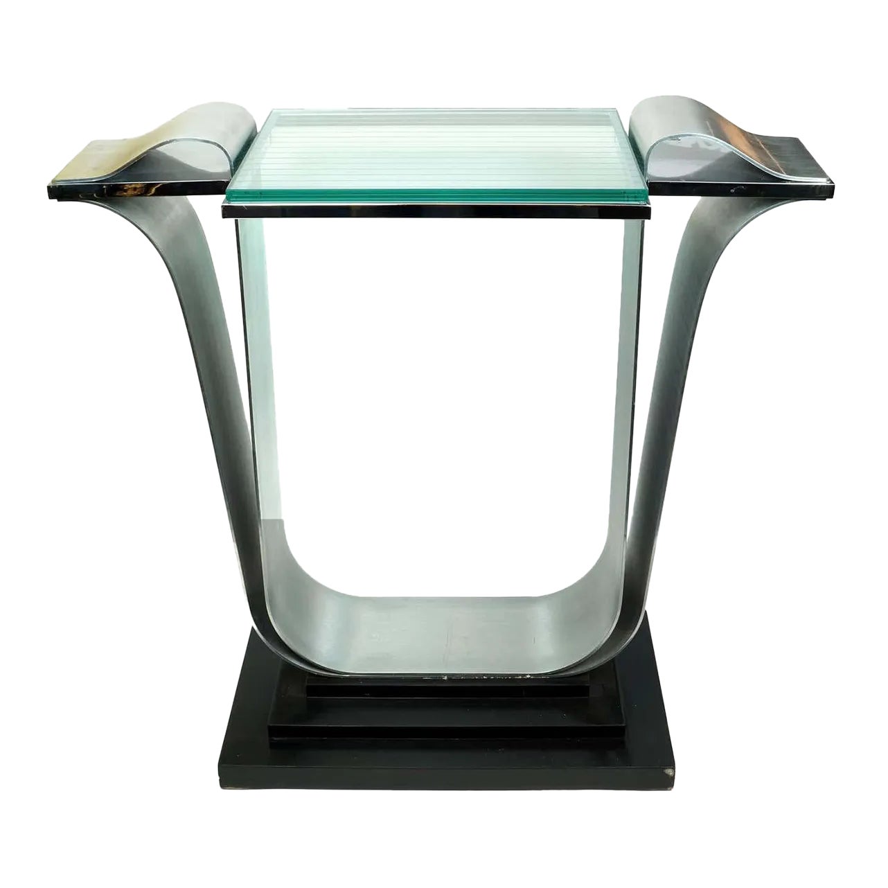 Mid 20th Century Glass and Brushed Steel Console Table by Jay Spectre ...