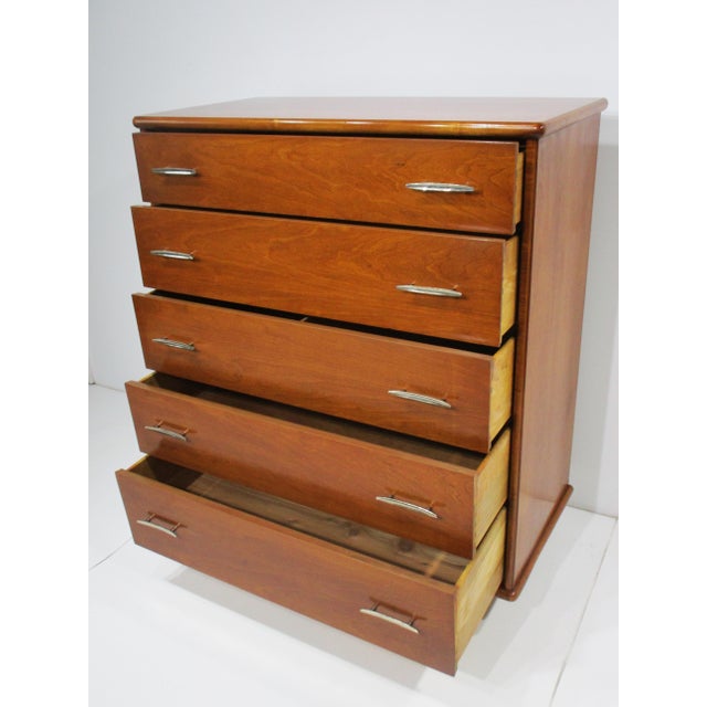 Mid 20th Century American of Martinsville Styled Highboy Dresser Chest For Sale - Image 5 of 11