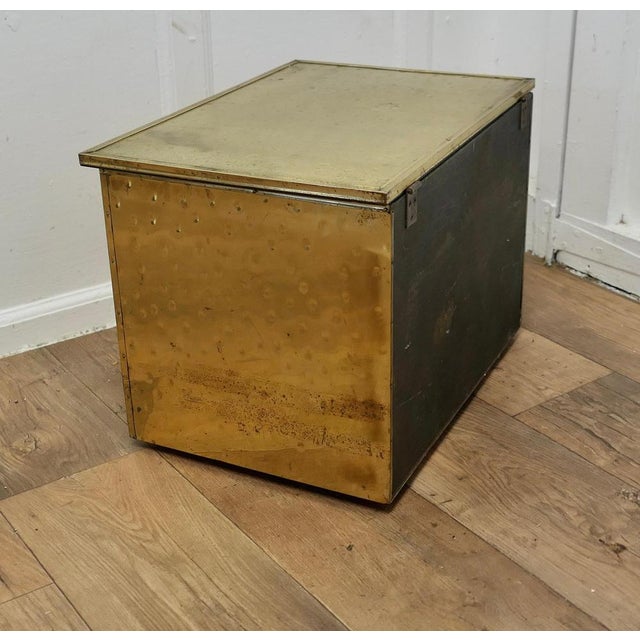 Metal Antique Art Deco Brass Fireside Coal Box, 1910 For Sale - Image 7 of 8