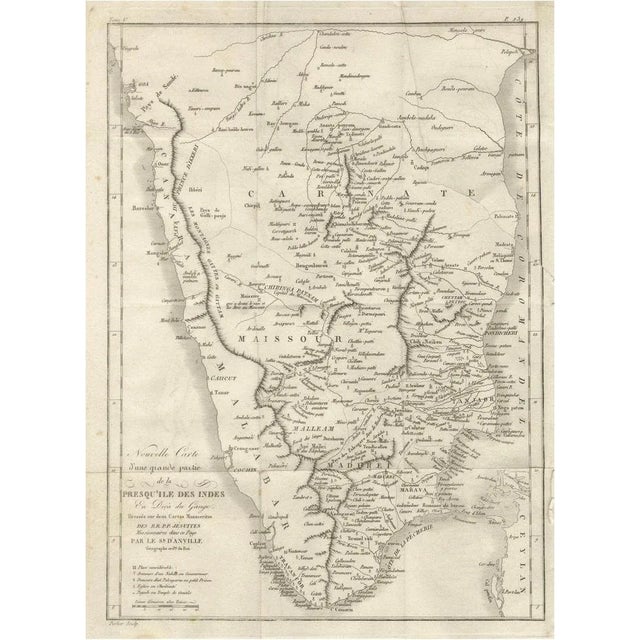Antique French Map of Southern India by Danville, 18th Century For Sale - Image 10 of 10