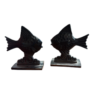 1930s Art Deco Fish Bookends