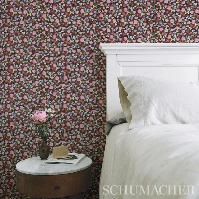 Not Yet Made - Made To Order Sample - Schumacher x Happy Menocal Calico Wallpaper In Multi On Brown For Sale - Image 5 of 6