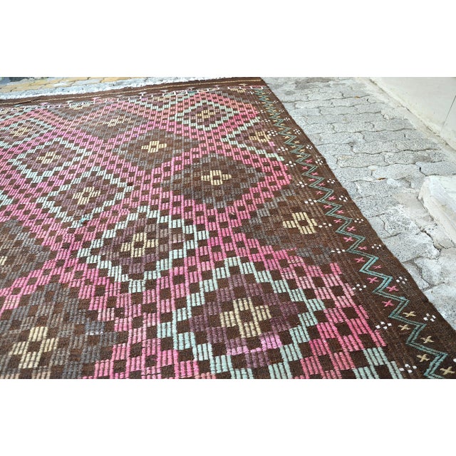 1960s Vintage Turkish Pink Kilim Rug For Sale - Image 10 of 11