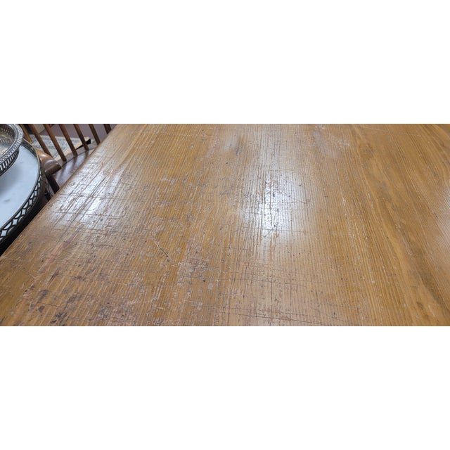 Vintage Large Farmhouse Harvest Dining Table For Sale - Image 13 of 15