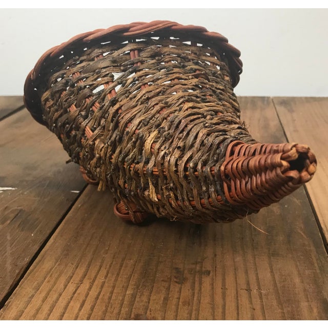 Rustic Cornucopia Basket Wicker Grapevine Two Tone Basket Chairish