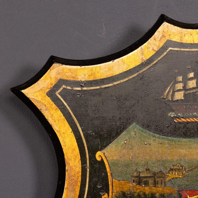 Antique English Hand-Painted Essex Armorial Shield, 19th Century For Sale - Image 12 of 14