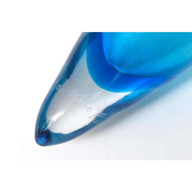 Marcello Furlan Murano Lip Blue Glass Rocket Vase For Sale - Image 10 of 11
