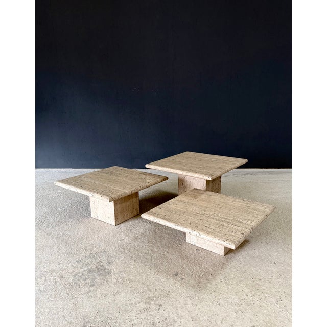 Italian Travertine Nesting Side Tables, 1970s, Set of 3 For Sale - Image 6 of 15