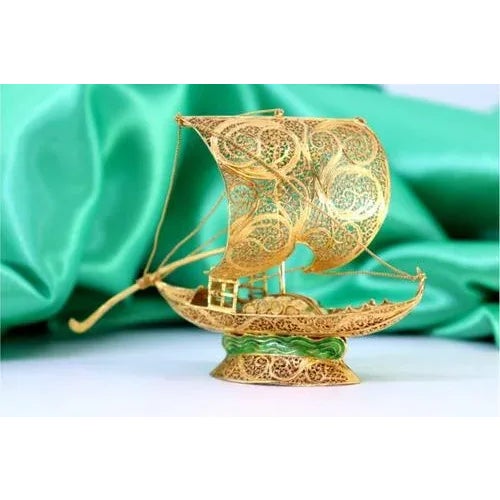 Metal Rabelo Boat in Gilded Silver Filigree with Barrels For Sale - Image 7 of 7