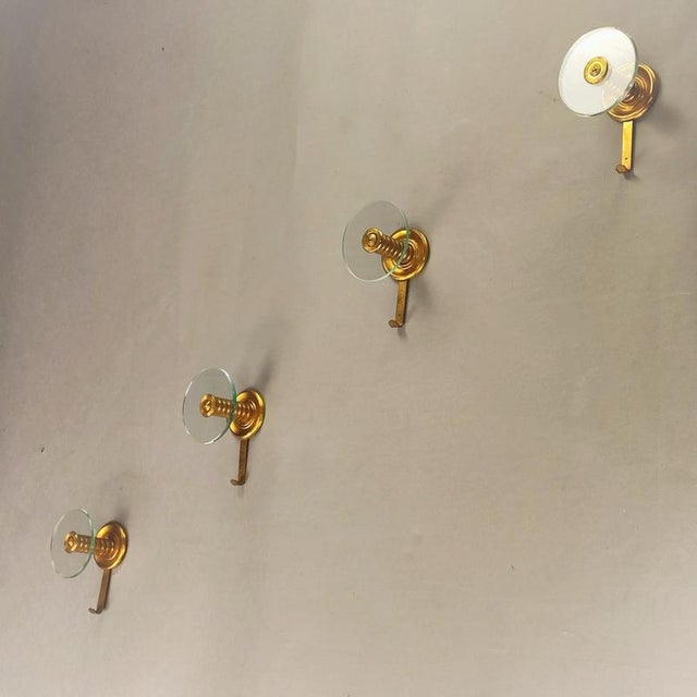 Glass and Brass Coat Hangers in the style of Fontana Arte, Italy, 1950s, Set of 4 For Sale - Image 3 of 6