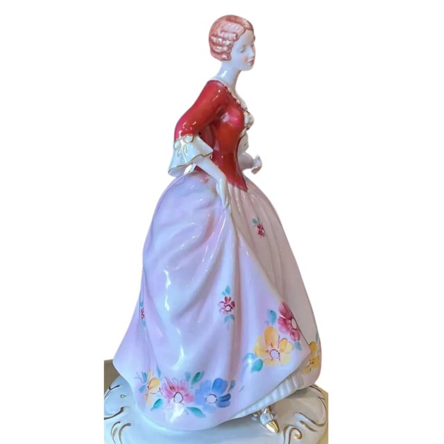 Royal Dux Porcelain Lady Holding Her Dog Table Lamp For Sale - Image 15 of 18