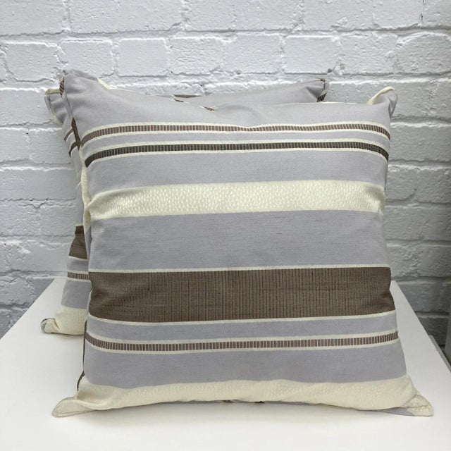 Throw Pillows, Lavender Striped Pattern Pillows- as a Pair For Sale In San Francisco - Image 6 of 6