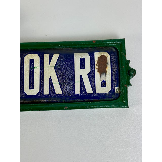 Early 20th Century Double Sided Porcelain Enamel Street Sign in Cast Iron Ornate Frame For Sale - Image 11 of 11