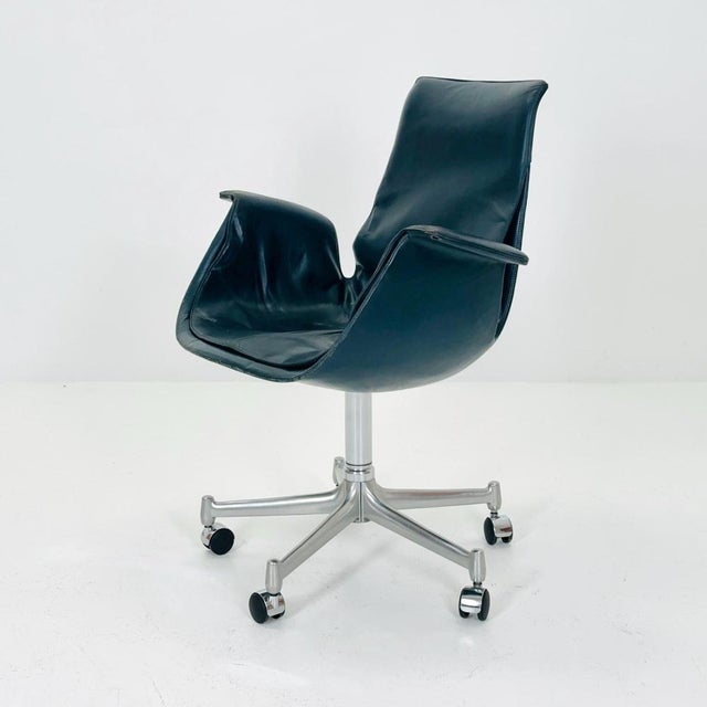 Mid-Century Dark Green Model 6727 Tulip Desk Chair by Preben Fabricius & Jørgen Kastholm for Walter Knoll, 1960s For Sale - Image 9 of 12