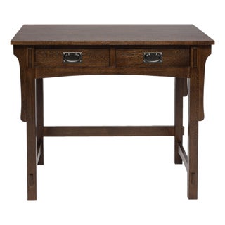 Mission Quarter Sawn Oak Writing Desk - Walnut For Sale