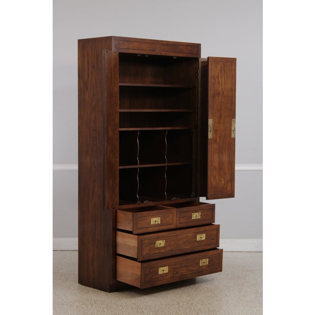 Henredon Henredon Campaign Style Oak Bedroom Armoire For Sale - Image 4 of 17