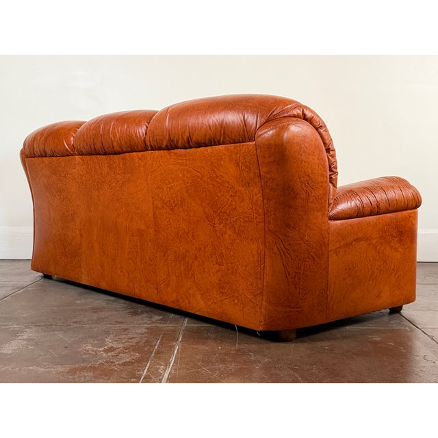 Vintage 1970's Italian Leather Sofa For Sale - Image 9 of 13