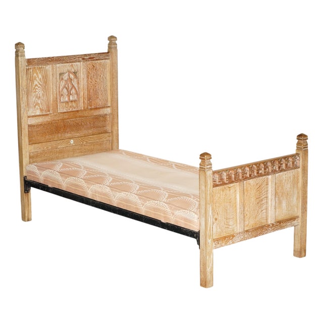 Arts & Crafts Limed Oak Cotswold Single Bed from Tudor Furniture, 1930s For Sale