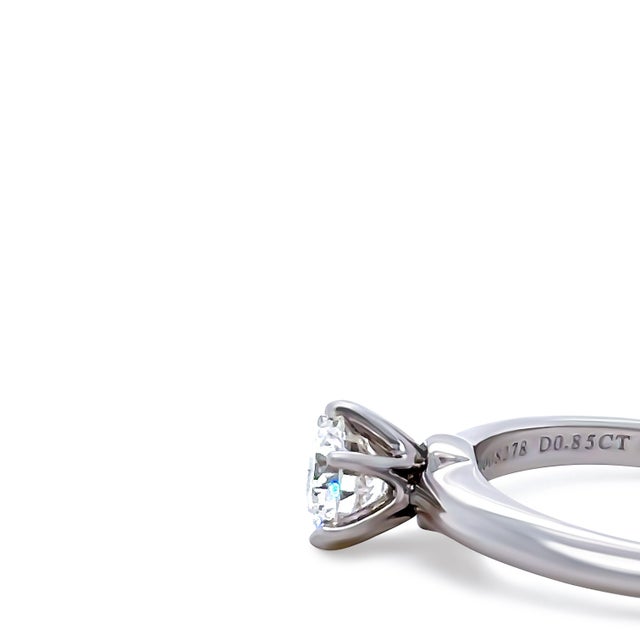 Tiffany and Co. Tiffany & Co Platinum Diamond Engagement Ring 0.85ct, Size 5.25 For Sale - Image 4 of 12
