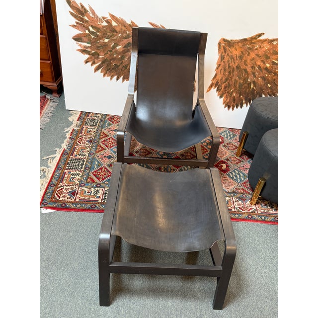 Contemporary Toro Lounge Chair + Ottoman, Set For Sale - Image 3 of 12