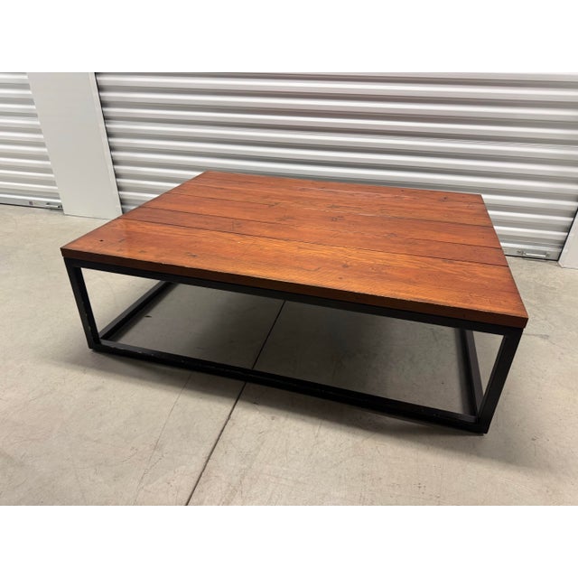 Industrial 1990s Ralph Lauren Industrial Wood Top Coffee Table For Sale - Image 3 of 4