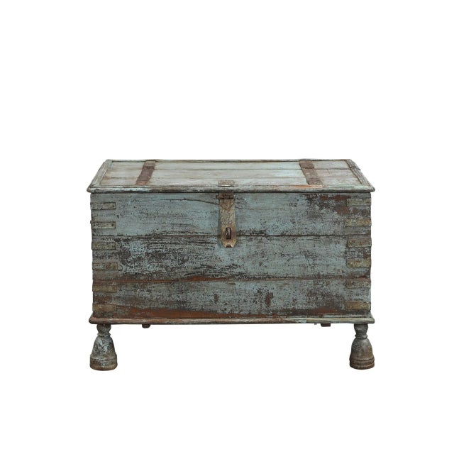 Indian Antique Indian Painted Teakwood Blanket Chest For Sale - Image 3 of 5