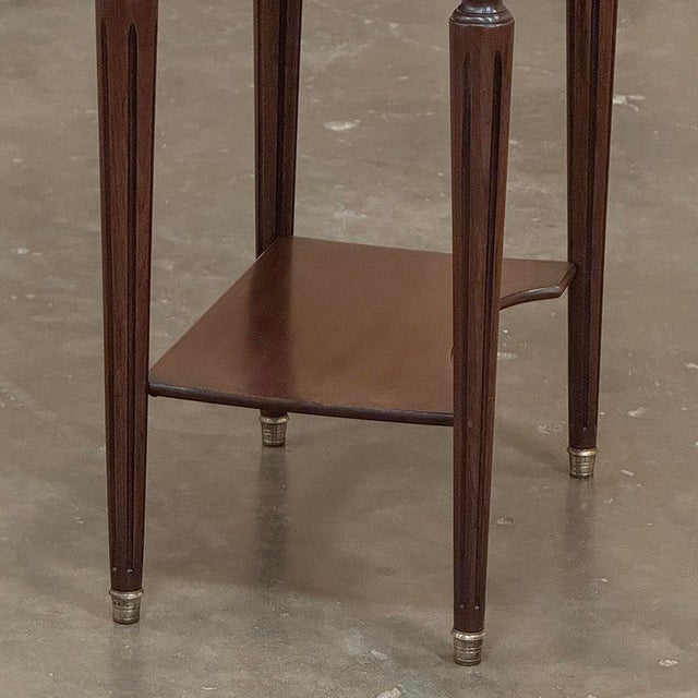 Antique French Directoire Mahogany End Table With Carrara Marble For Sale - Image 10 of 15